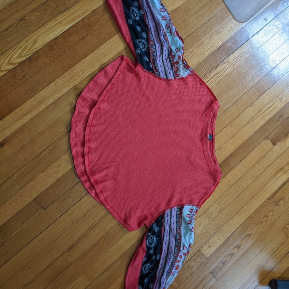 Free People We the Free Blossom thermal balloon sleeve patchwork boho fun top XS - Picture 5 of 11